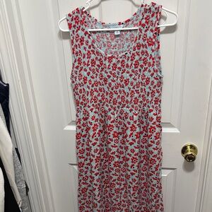 Croft & Barrow Red and White Floral Sleeveless Midi Dress